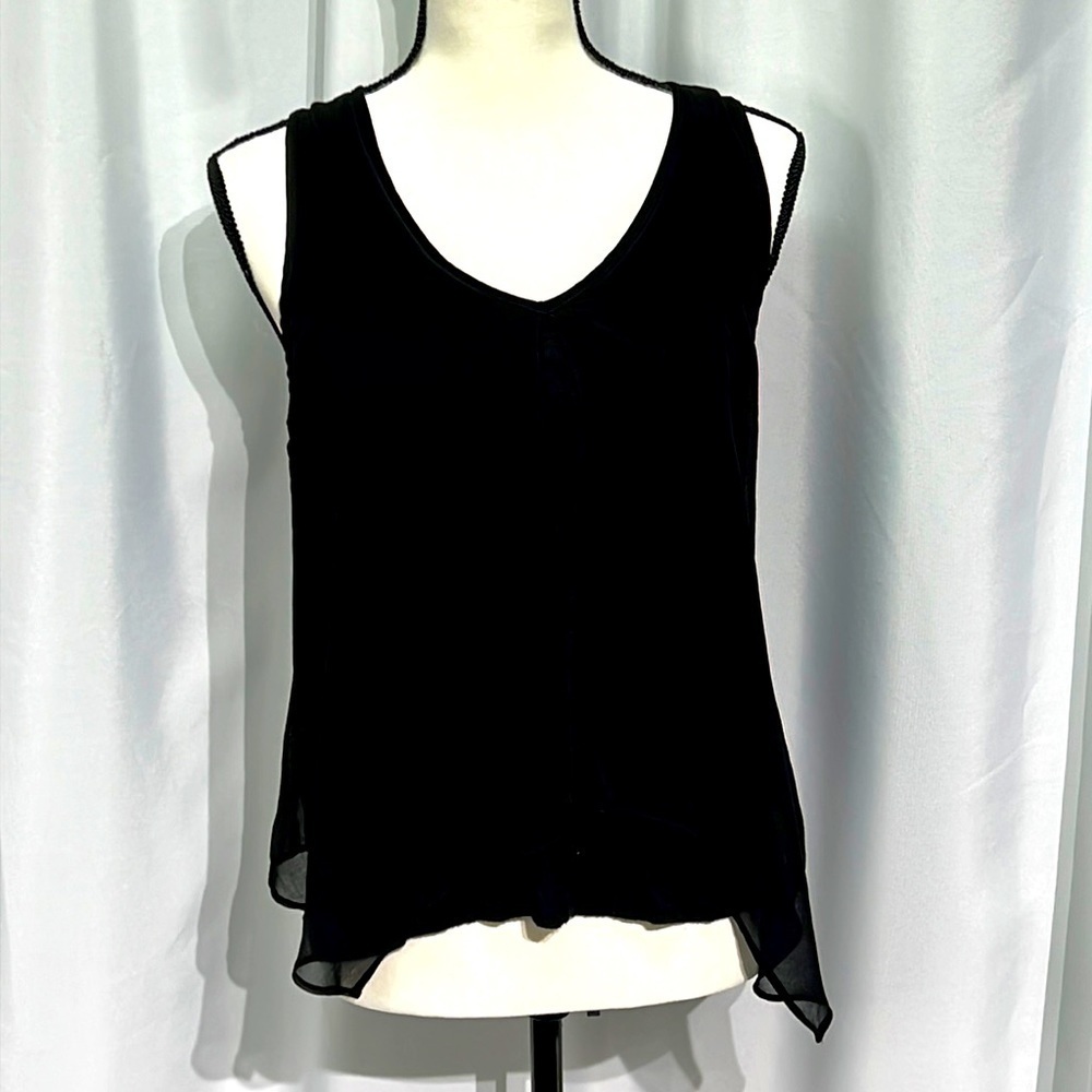 A. Byer Black Layered V-Neck Tank - Size Medium